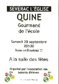 Quine gourmand de l'APE Sévérac l'Eglise