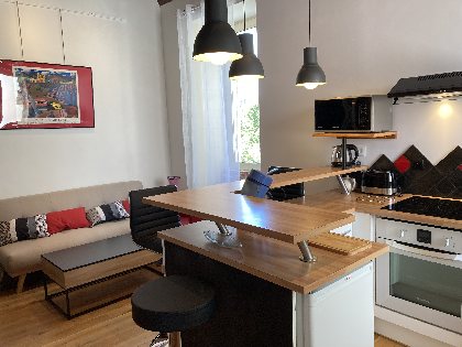 Vue d'ensemble séjour,cuisine, Location Aurejac Danielle