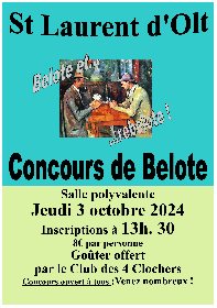 Concours de Belote du club des 4 clochers