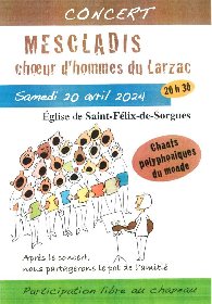 Concert Mescladis choeur d'hommes du Larzac